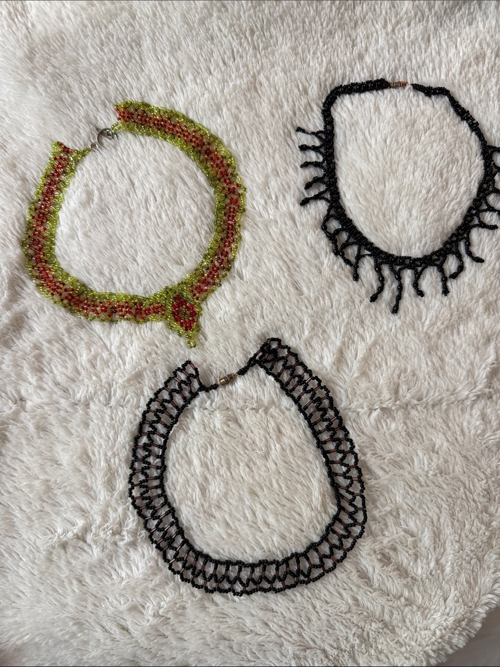 Handmade Green and Red Beaded Choker Necklace - Women Jewelry